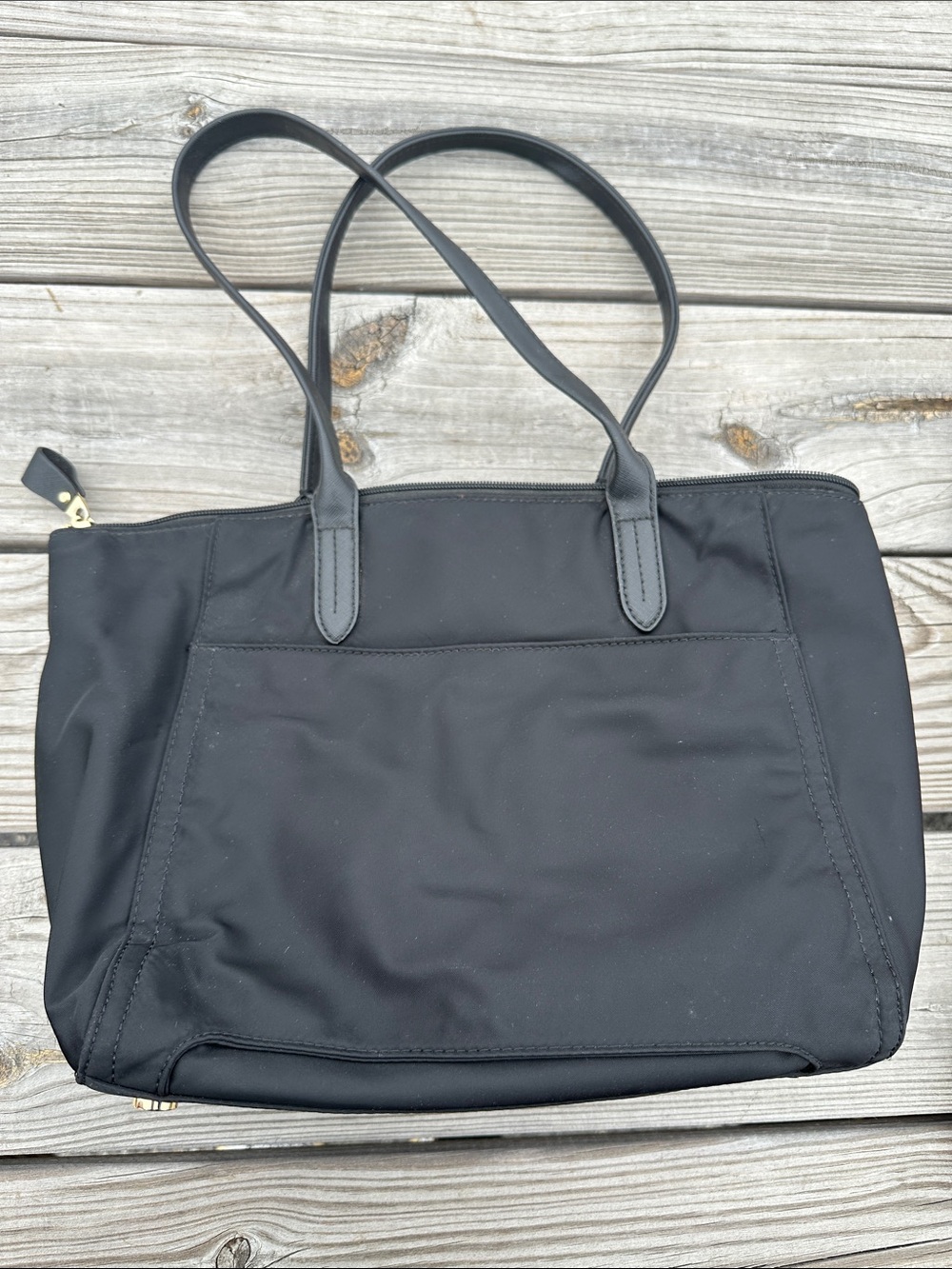 NWT Michael Kors Black Tote with Gold-Zip Accent - Picture 3 of 4